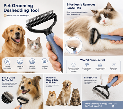 DualCare™ Double-Sided Grooming Brush for Dogs & Cats