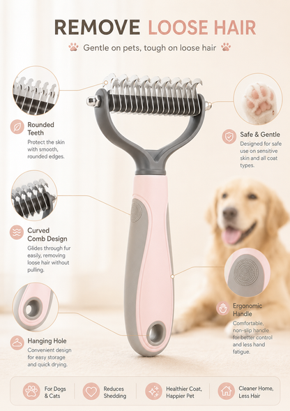 DualCare™ Double-Sided Grooming Brush for Dogs & Cats