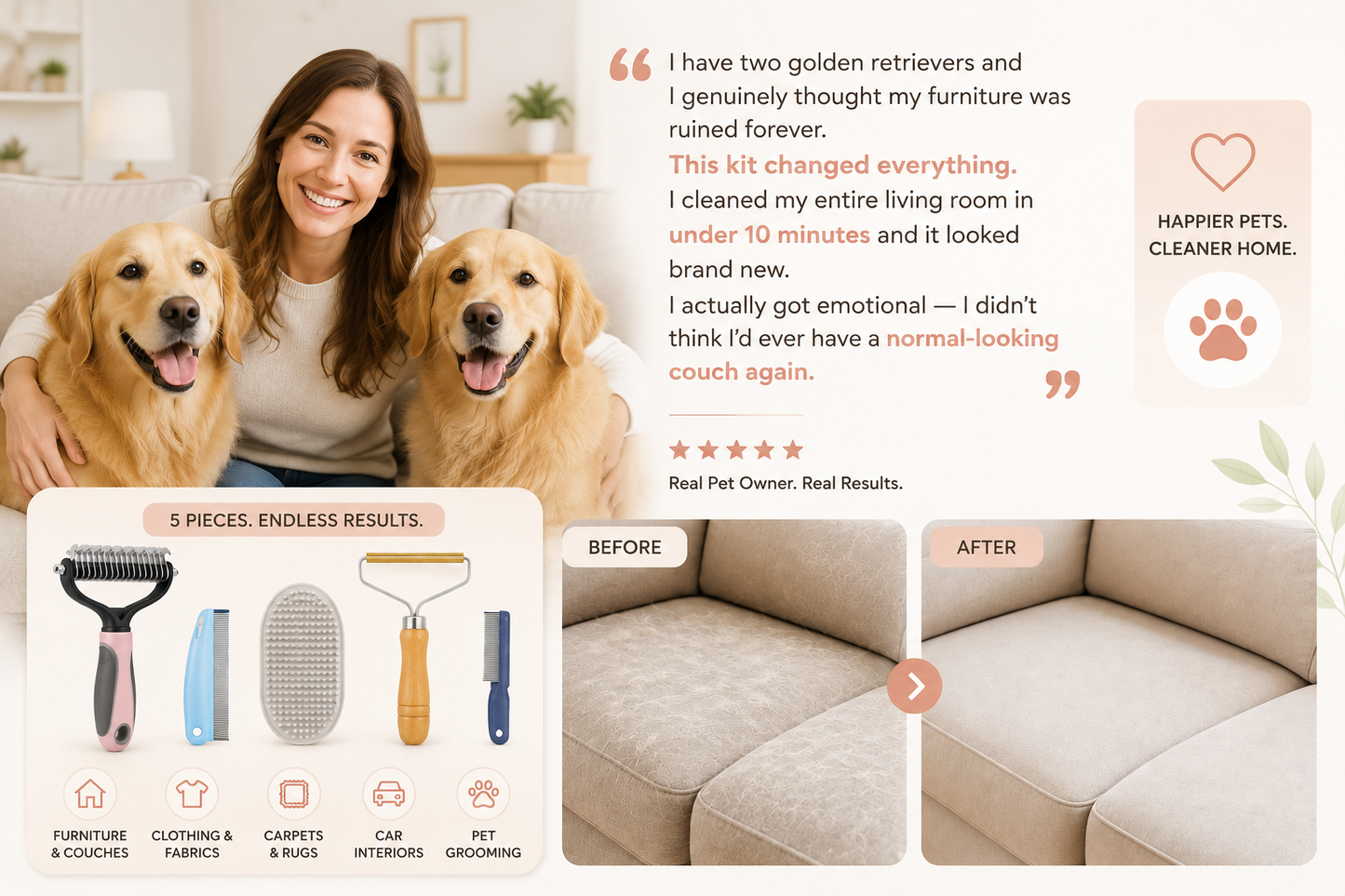 5-Piece Pet Hair Removal & Grooming Kit™