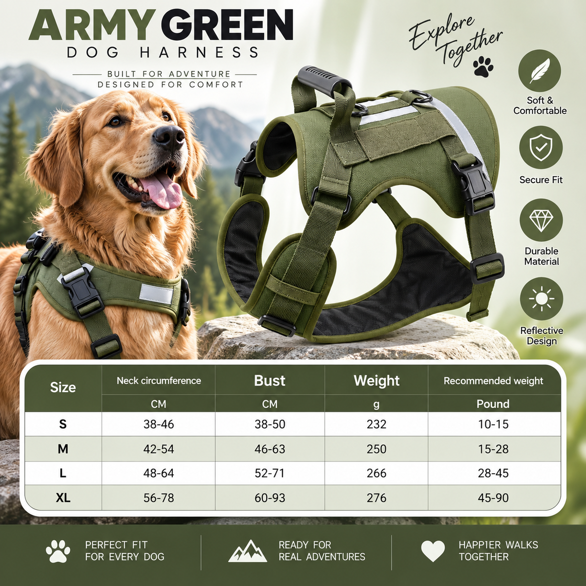 Tactical Reflective Dog Harness