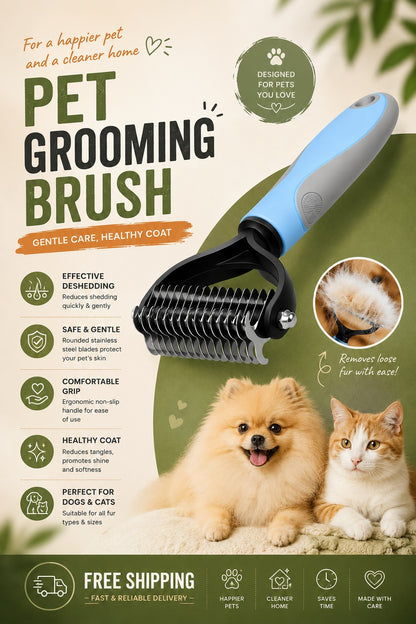 DualCare™ Double-Sided Grooming Brush for Dogs & Cats