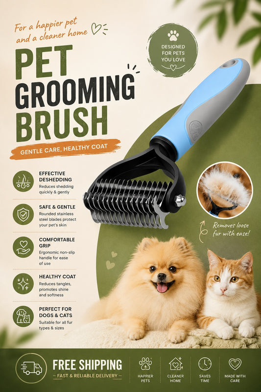 DualCare™ Double-Sided Grooming Brush for Dogs & Cats