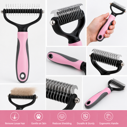 DualCare™ Double-Sided Grooming Brush for Dogs & Cats