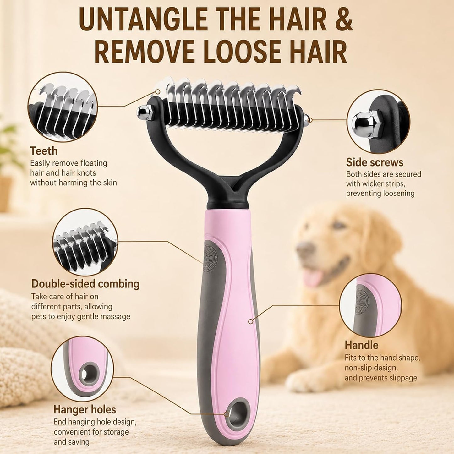 DualCare™ Double-Sided Grooming Brush for Dogs & Cats