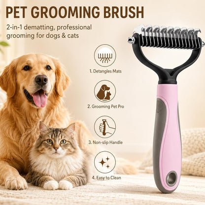 DualCare™ Double-Sided Grooming Brush for Dogs & Cats